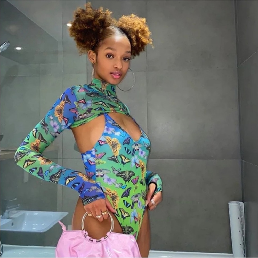 Dolls Kill Club Exx Butterfly Bodysuit and Shrug